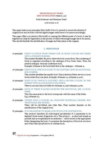 Principles of work and guidelines